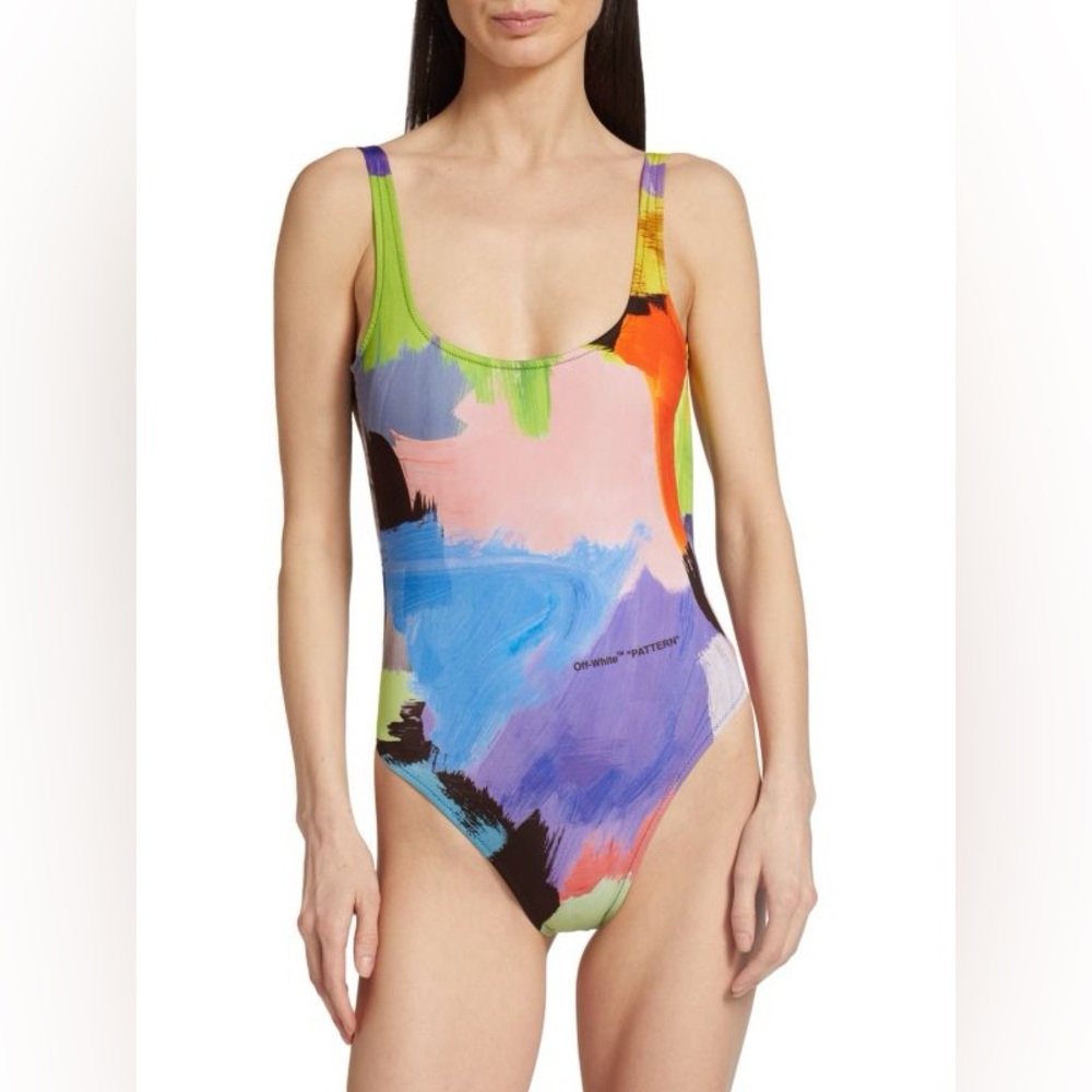 Off-White Brush Stroke One-Piece Swimsuit